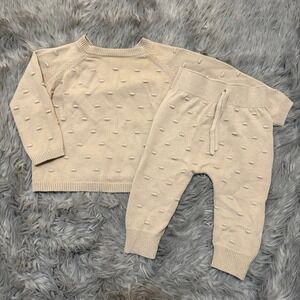Quincy Mae Bailey Knit Outfit Set Ivory Baby Unisex 3-6 Months Gender Neutral